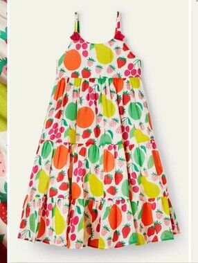 Mini Boden Girls' Fruit Print Tiered Sundress - Multicolor Size 6-7